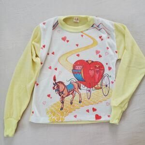 Vintage Dr. Denton's Girls Sz 10 Cinderella  Horse & Carriage Long Sleeve